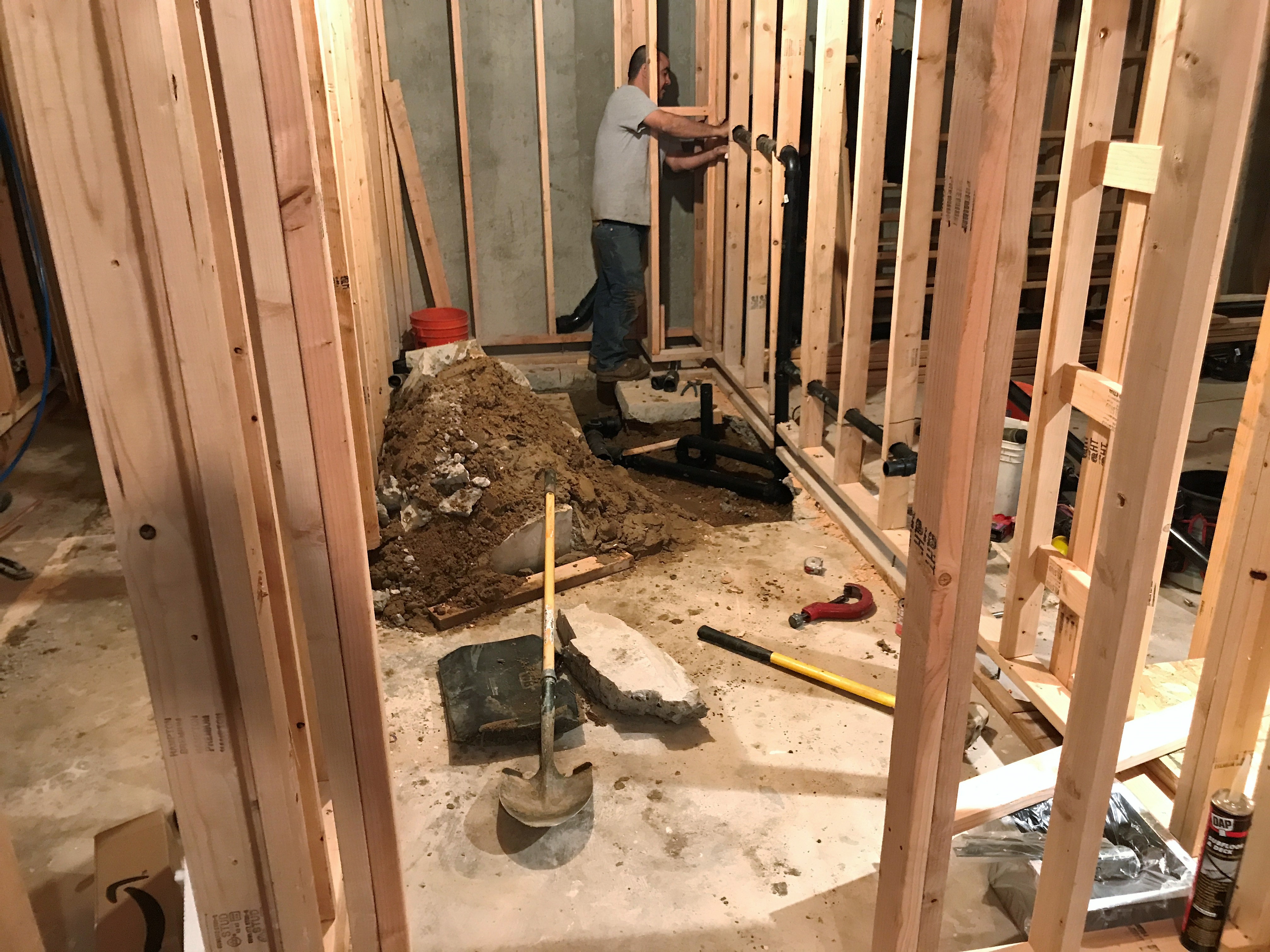 Demolishing the basement concrete floors
