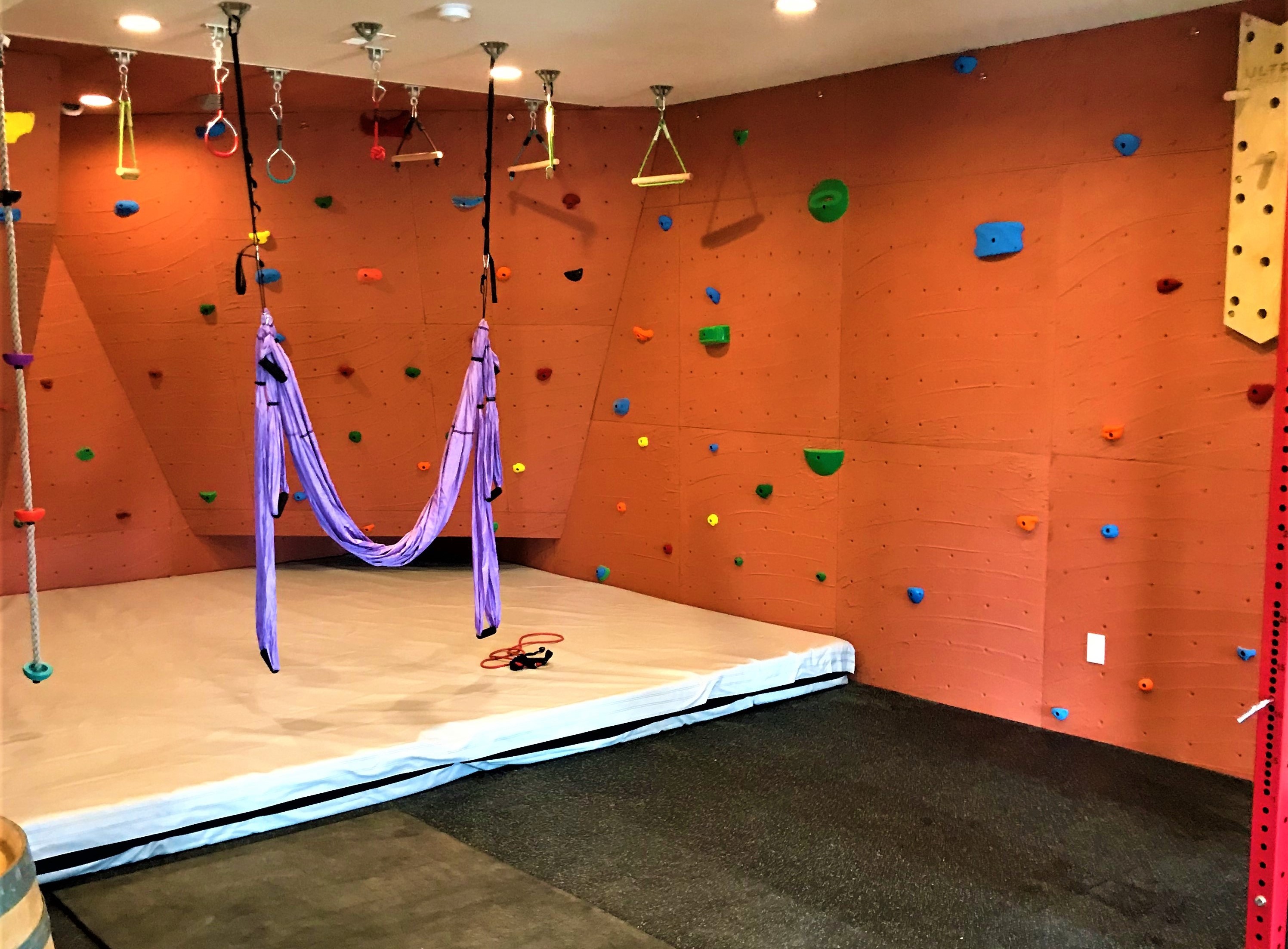 Rock climbing gym for a basement