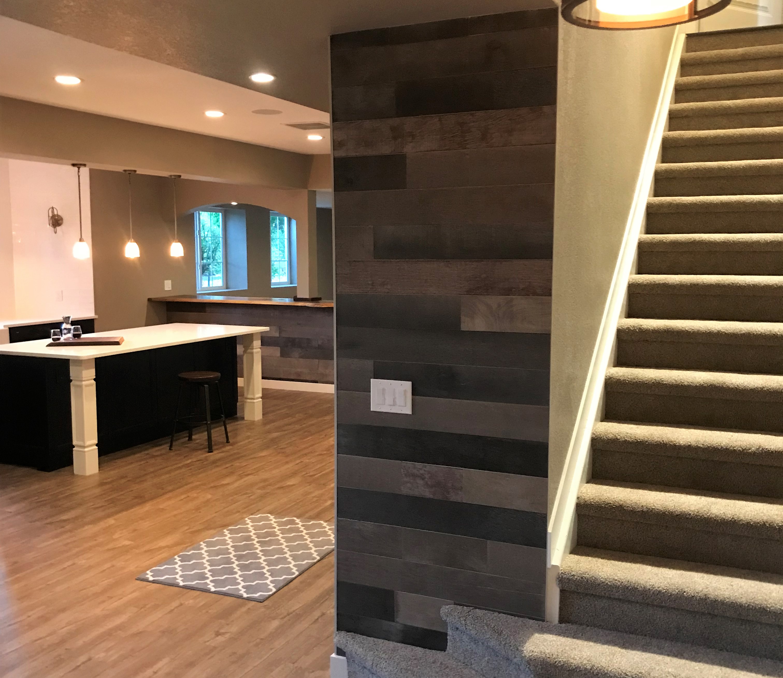 Staircase going to the basement kitchen