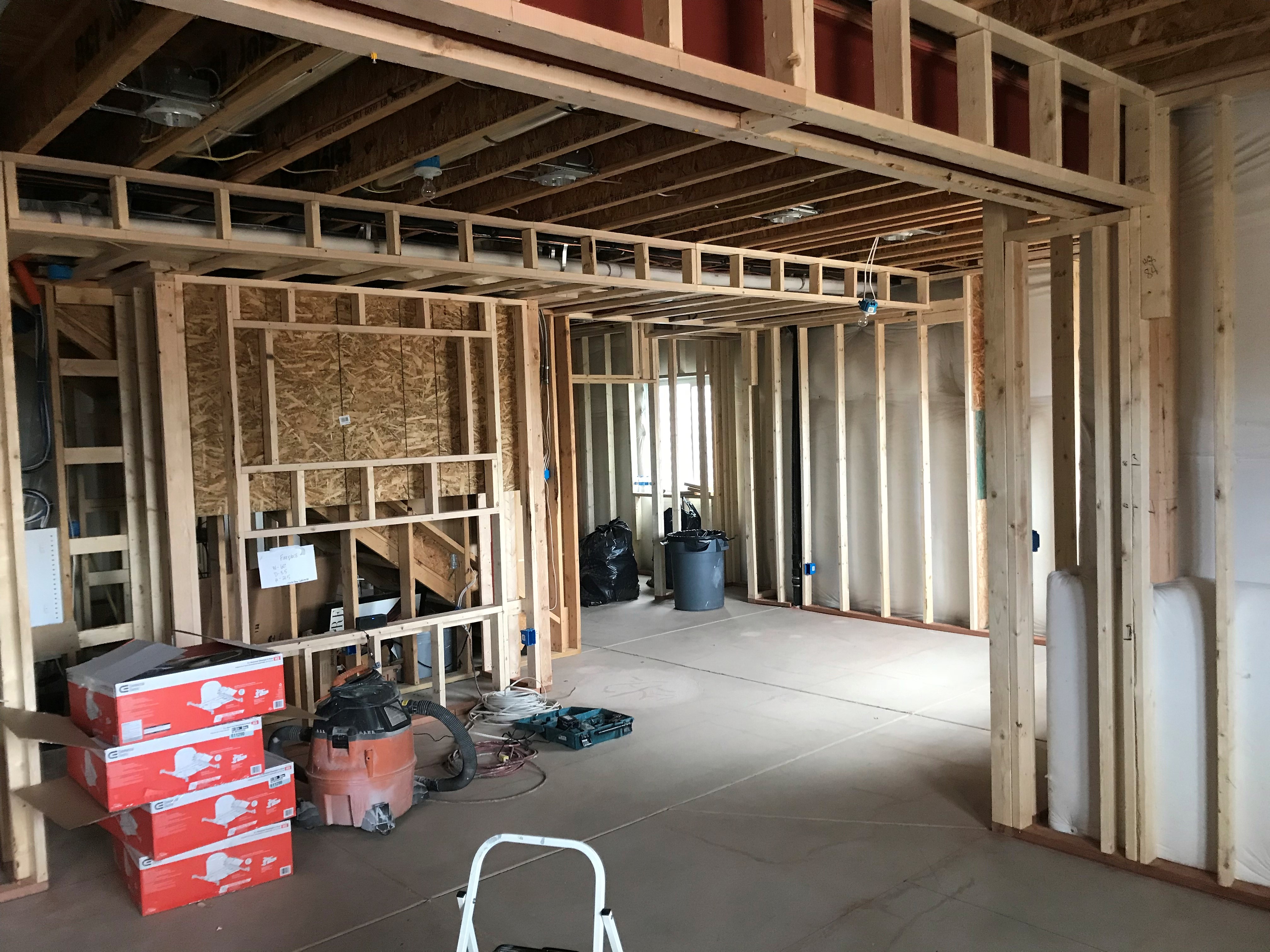 Rough electrical of a basement build being completed