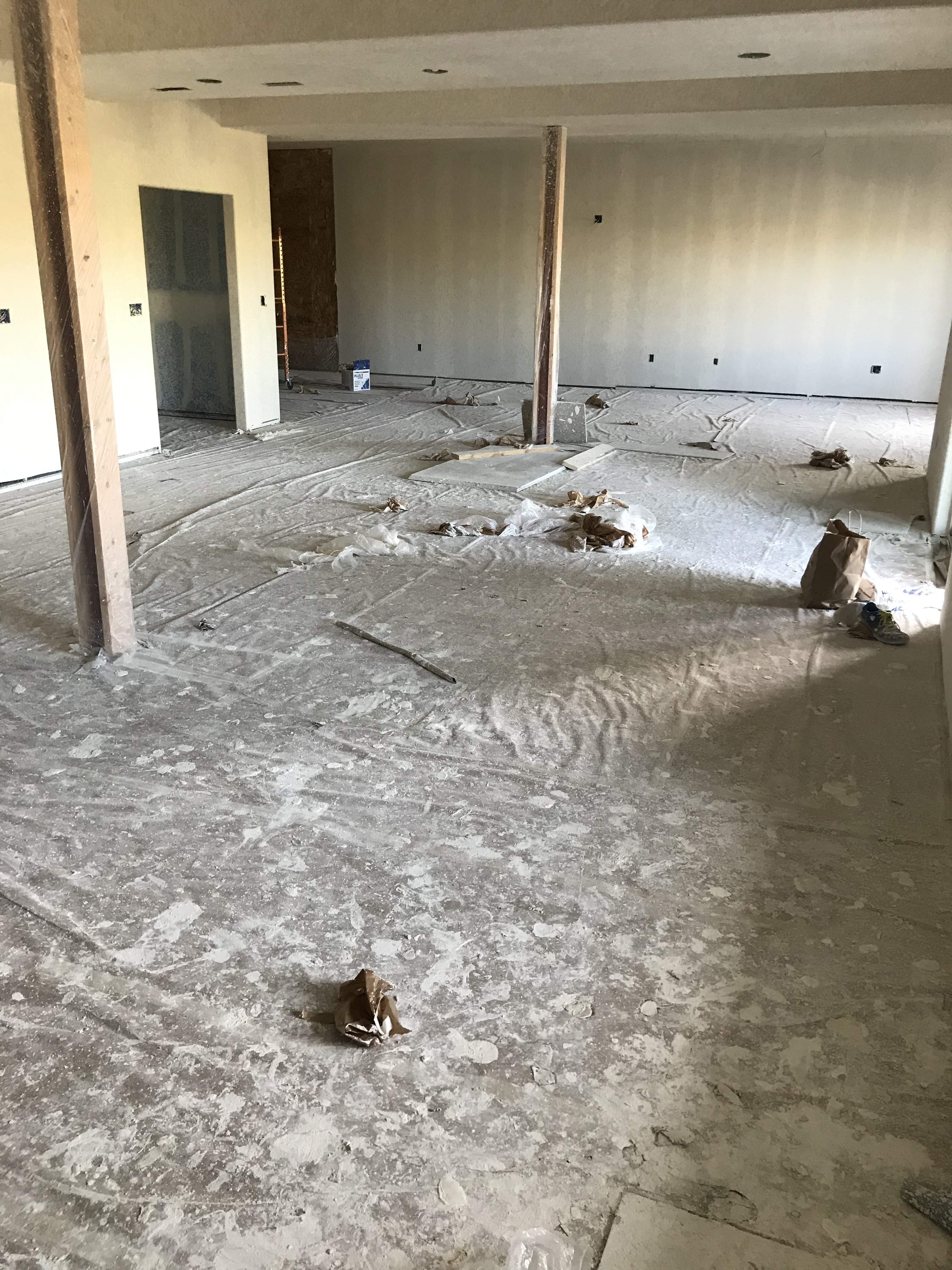 covered in drywall mud all over the floors