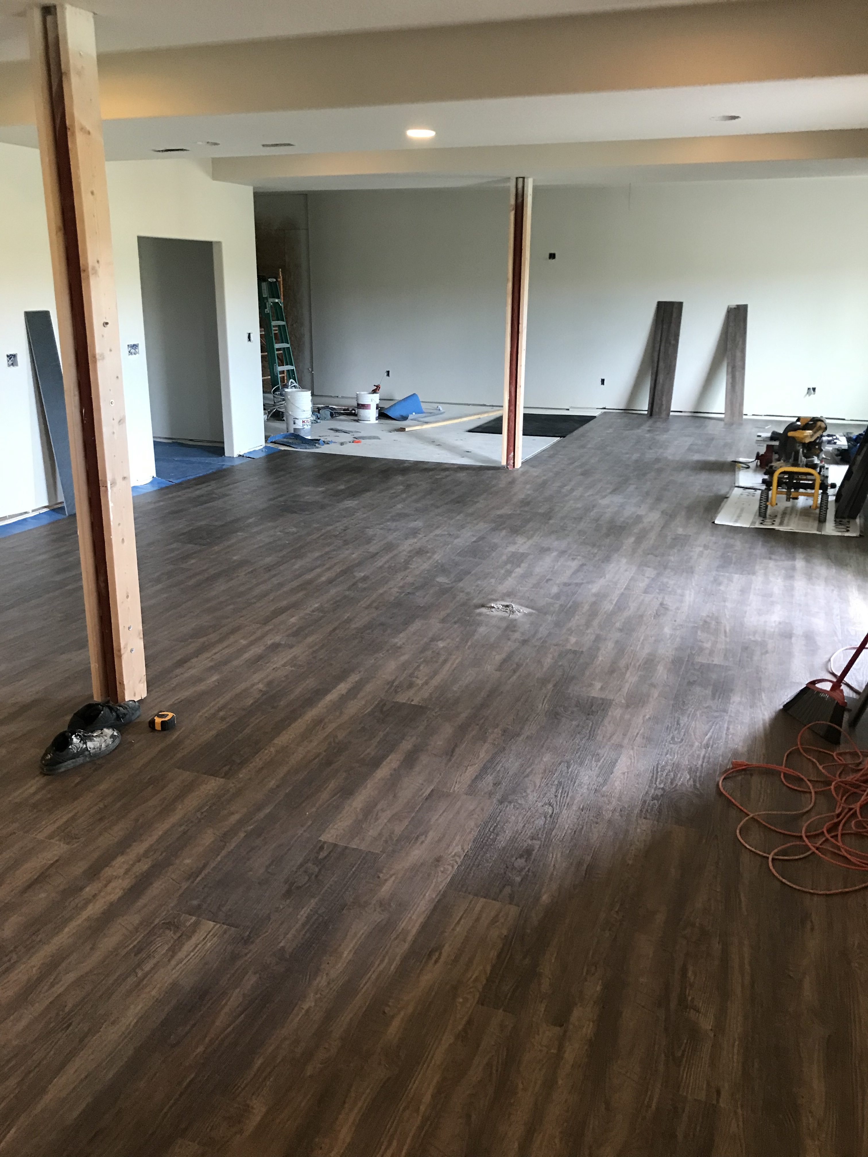 floor installation in a basement
