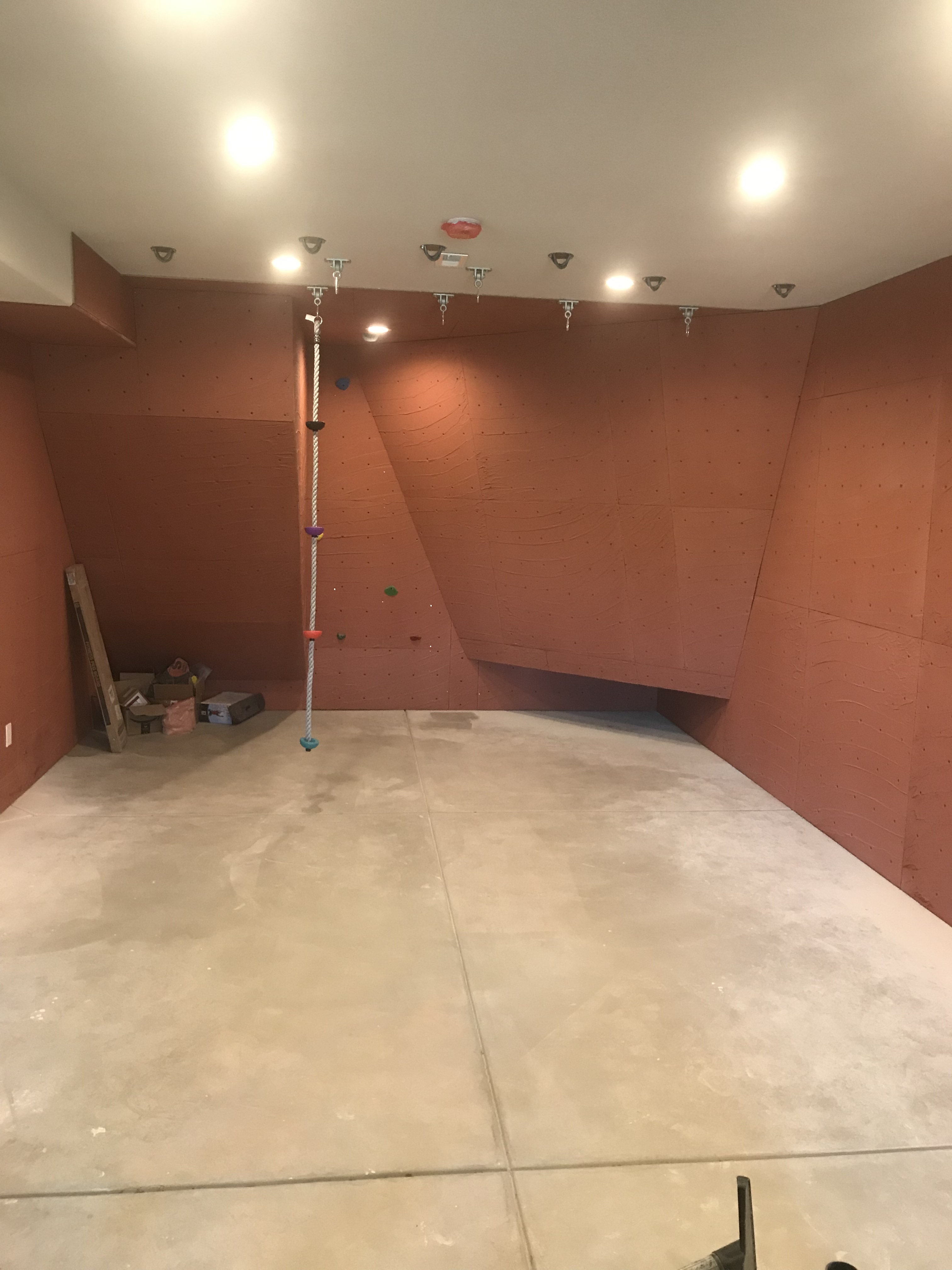 rock climb wall in a basement