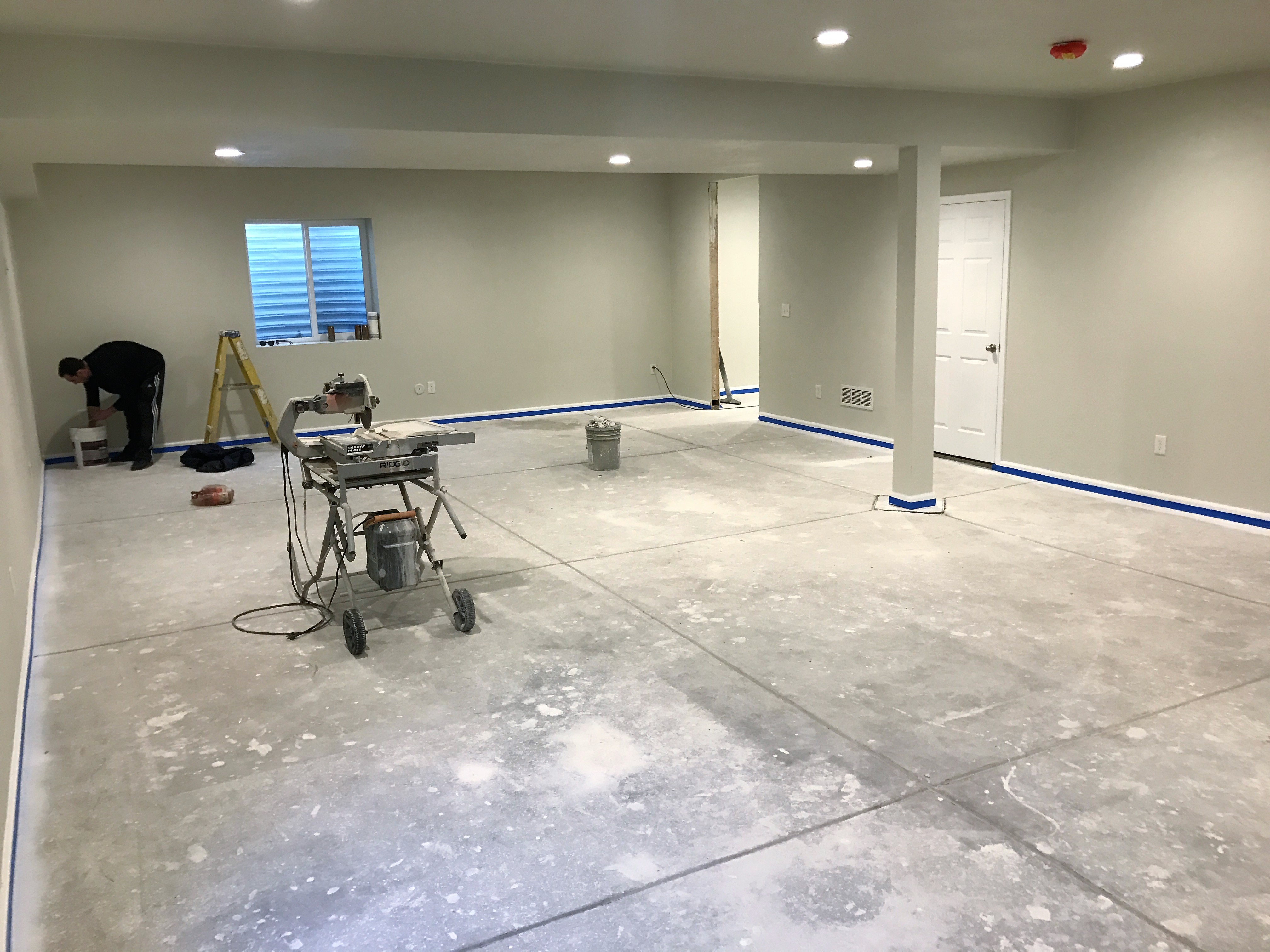 basement with only carpet left to install 