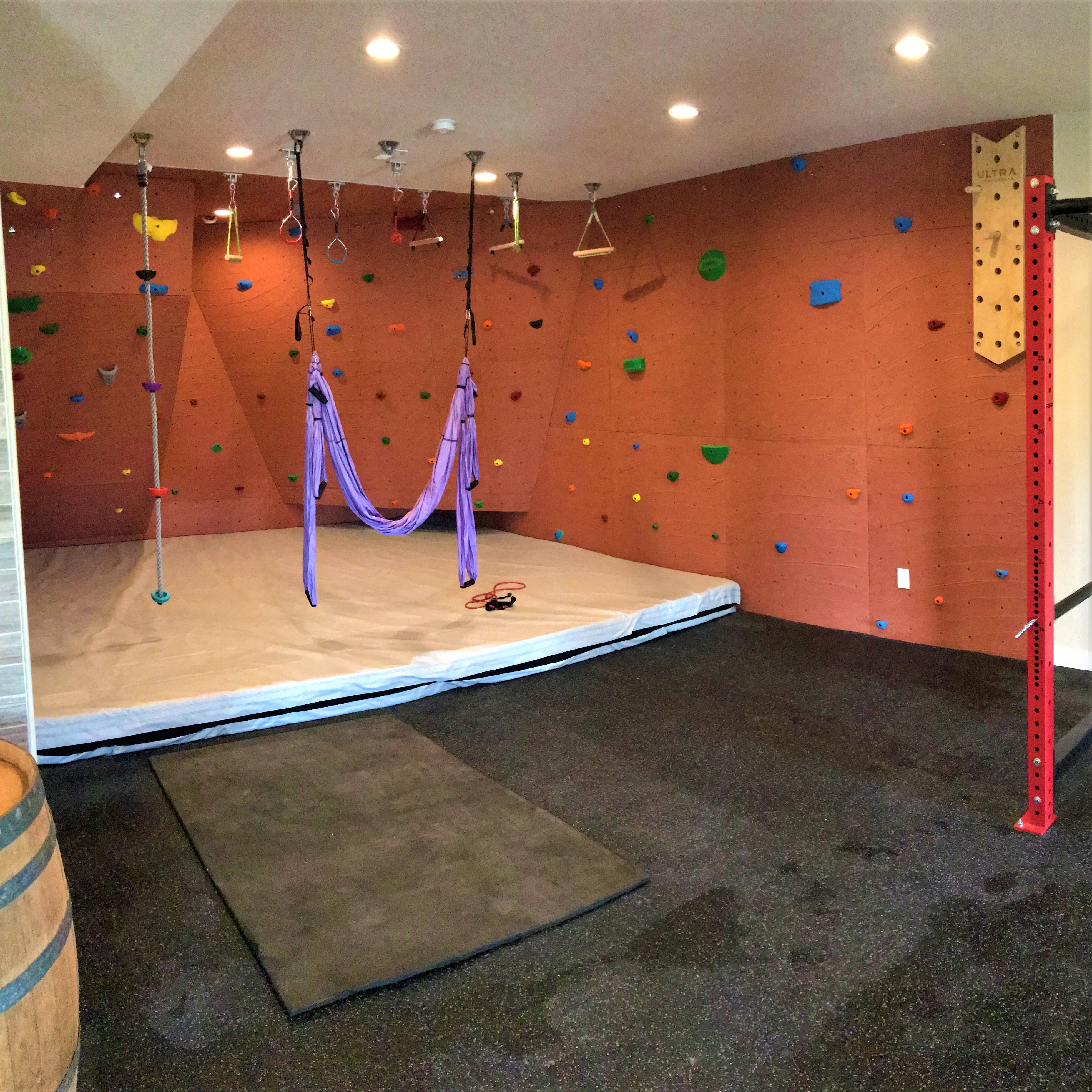 Rock wall basement gym